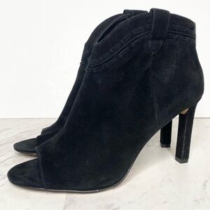 New! Vince Camuto Shorana Black Suede Peep Toe Bootie 10M